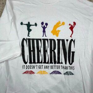 NOS Cheering It Doesn’t Get Any Better Than This White Vintage T-Shirt XL ddstck